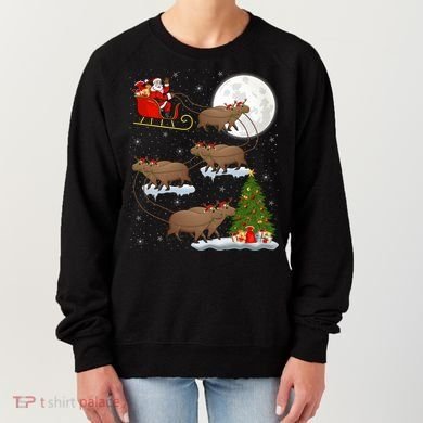 Funny Xmas Lighting Tree Santa Riding Capybara Christmas Gift Women's Sweatshirt