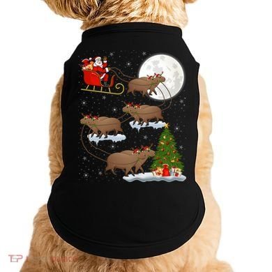 Funny Xmas Lighting Tree Santa Riding Capybara Christmas Gift Doggie Tank