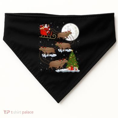 Funny Xmas Lighting Tree Santa Riding Capybara Christmas Gift USA-Made Doggie Bandana