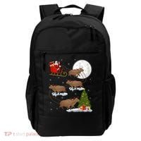 Funny Xmas Lighting Tree Santa Riding Capybara Christmas Gift Backpack thumb 0