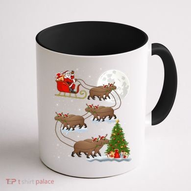 Funny Xmas Lighting Tree Santa Riding Capybara Christmas Gift Coffee Mug back