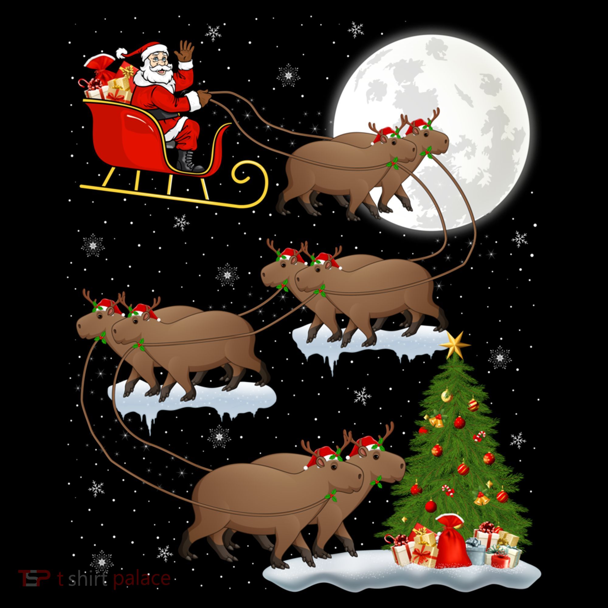 Funny Xmas Lighting Tree Santa Riding Capybara Christmas Gift Coffee Mug