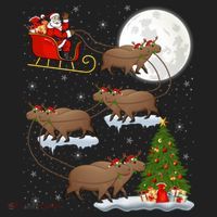 Funny Xmas Lighting Tree Santa Riding Capybara Christmas Gift Beanie thumb 2