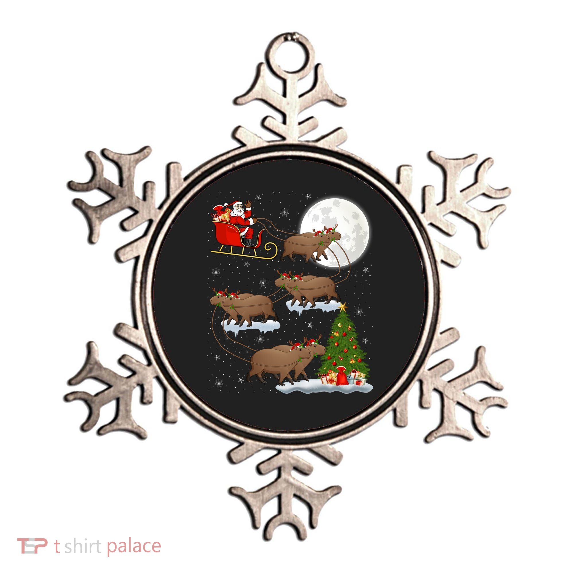 Funny Xmas Lighting Tree Santa Riding Capybara Christmas Gift Ornament