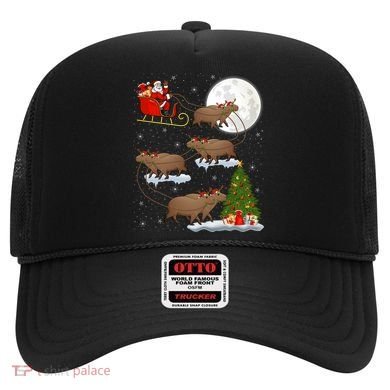 Funny Xmas Lighting Tree Santa Riding Capybara Christmas Gift Hat