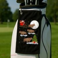 Funny Xmas Lighting Tree Santa Riding Capybara Christmas Gift Golf Towel thumb 2