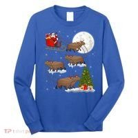 Funny Xmas Lighting Tree Santa Riding Capybara Christmas Gift Long Sleeve Shirt thumb 0