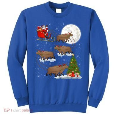 Funny Xmas Lighting Tree Santa Riding Capybara Christmas Gift Sweatshirt