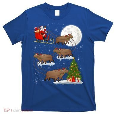 Funny Xmas Lighting Tree Santa Riding Capybara Christmas Gift T-Shirt