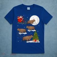 Funny Xmas Lighting Tree Santa Riding Capybara Christmas Gift T-Shirt thumb 5