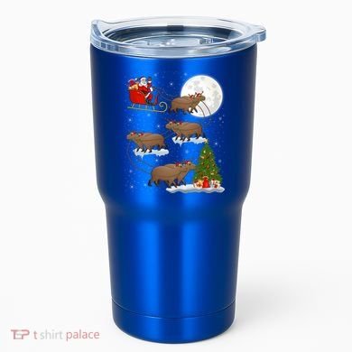 Funny Xmas Lighting Tree Santa Riding Capybara Christmas Gift Tumbler
