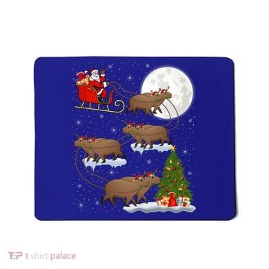 Funny Xmas Lighting Tree Santa Riding Capybara Christmas Gift Mousepad