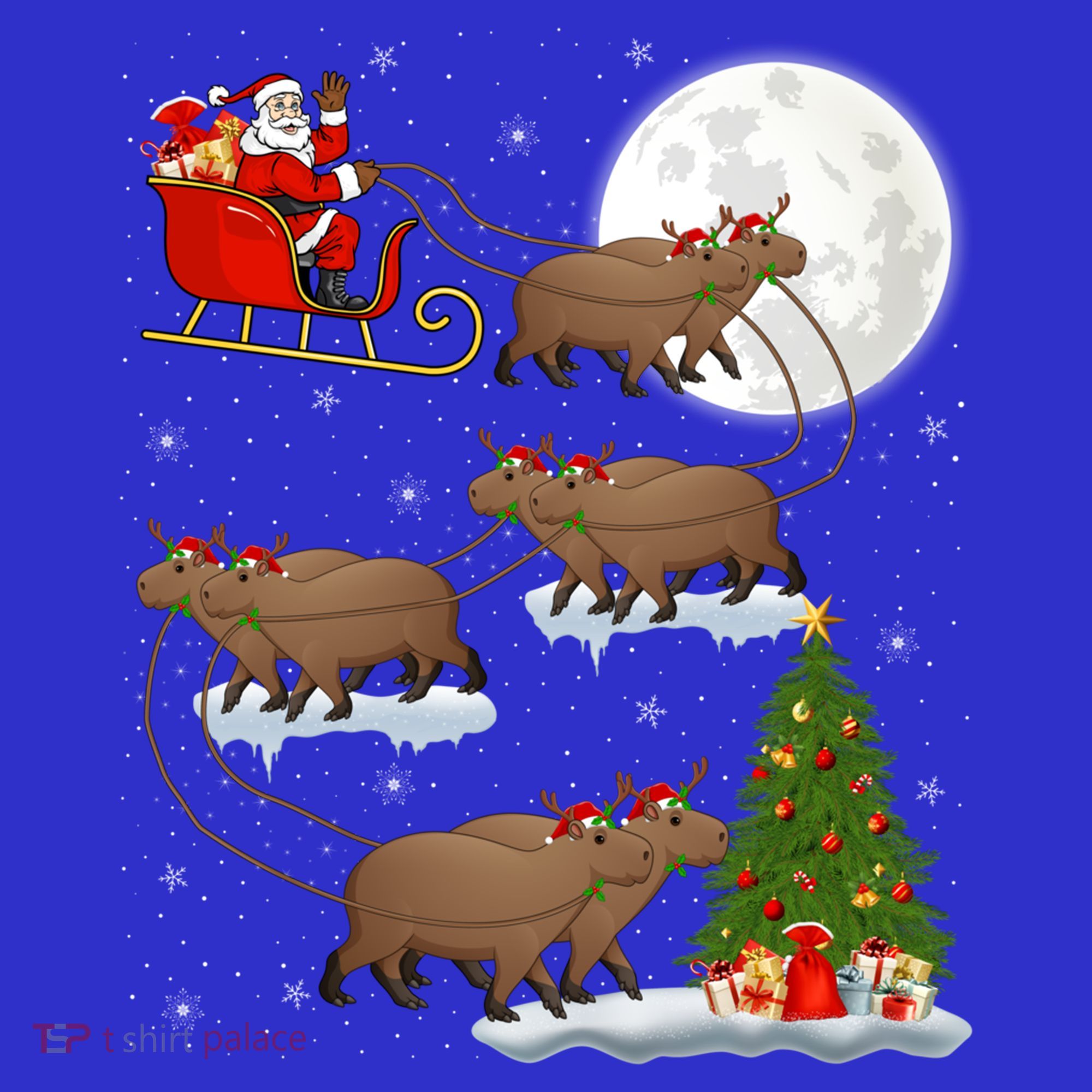 Funny Xmas Lighting Tree Santa Riding Capybara Christmas Gift Mousepad