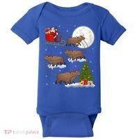 Funny Xmas Lighting Tree Santa Riding Capybara Christmas Gift Baby Bodysuit thumb 0