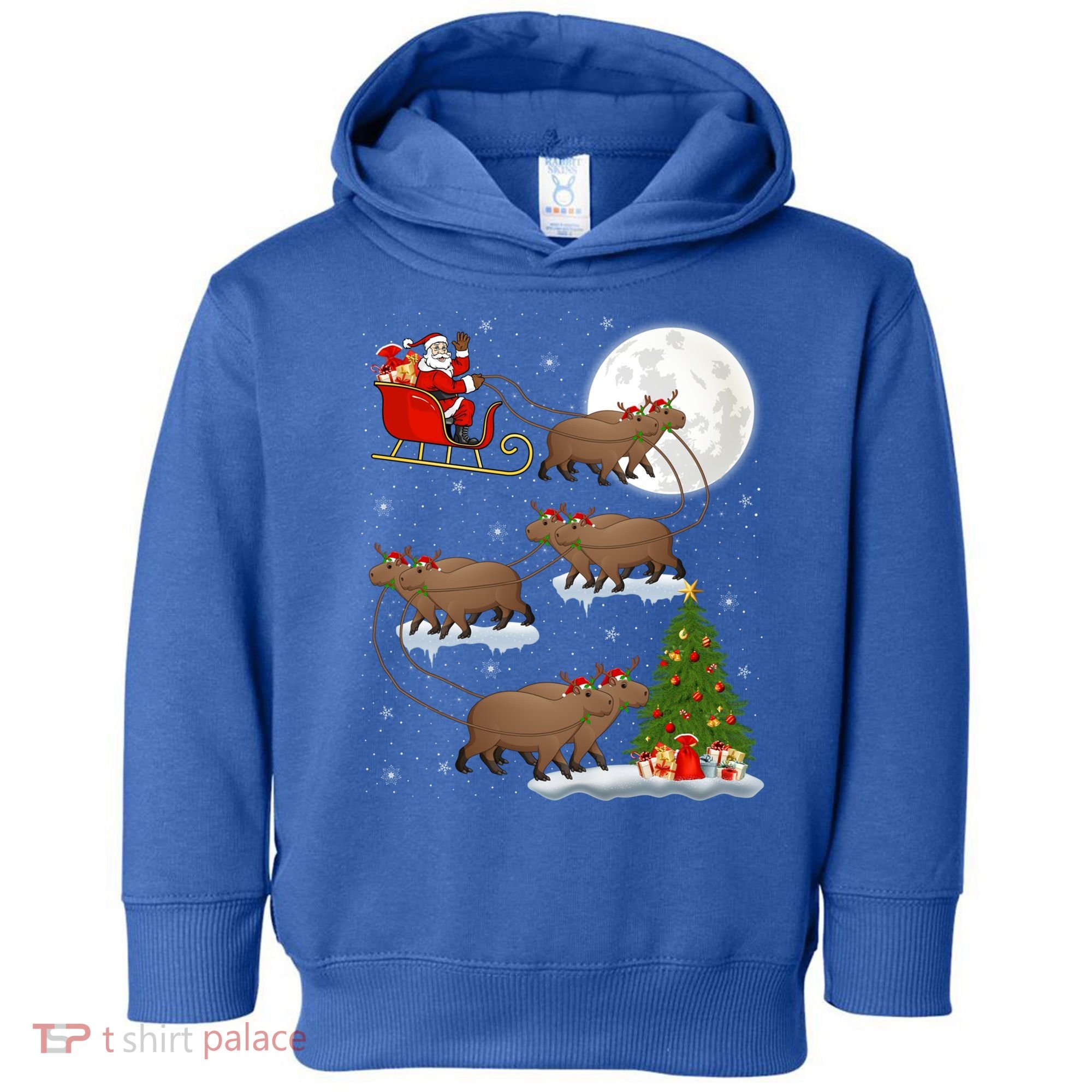 Funny Xmas Lighting Tree Santa Riding Capybara Christmas Gift Toddler Hoodie