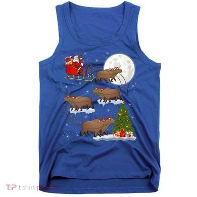 Funny Xmas Lighting Tree Santa Riding Capybara Christmas Gift Tank Top