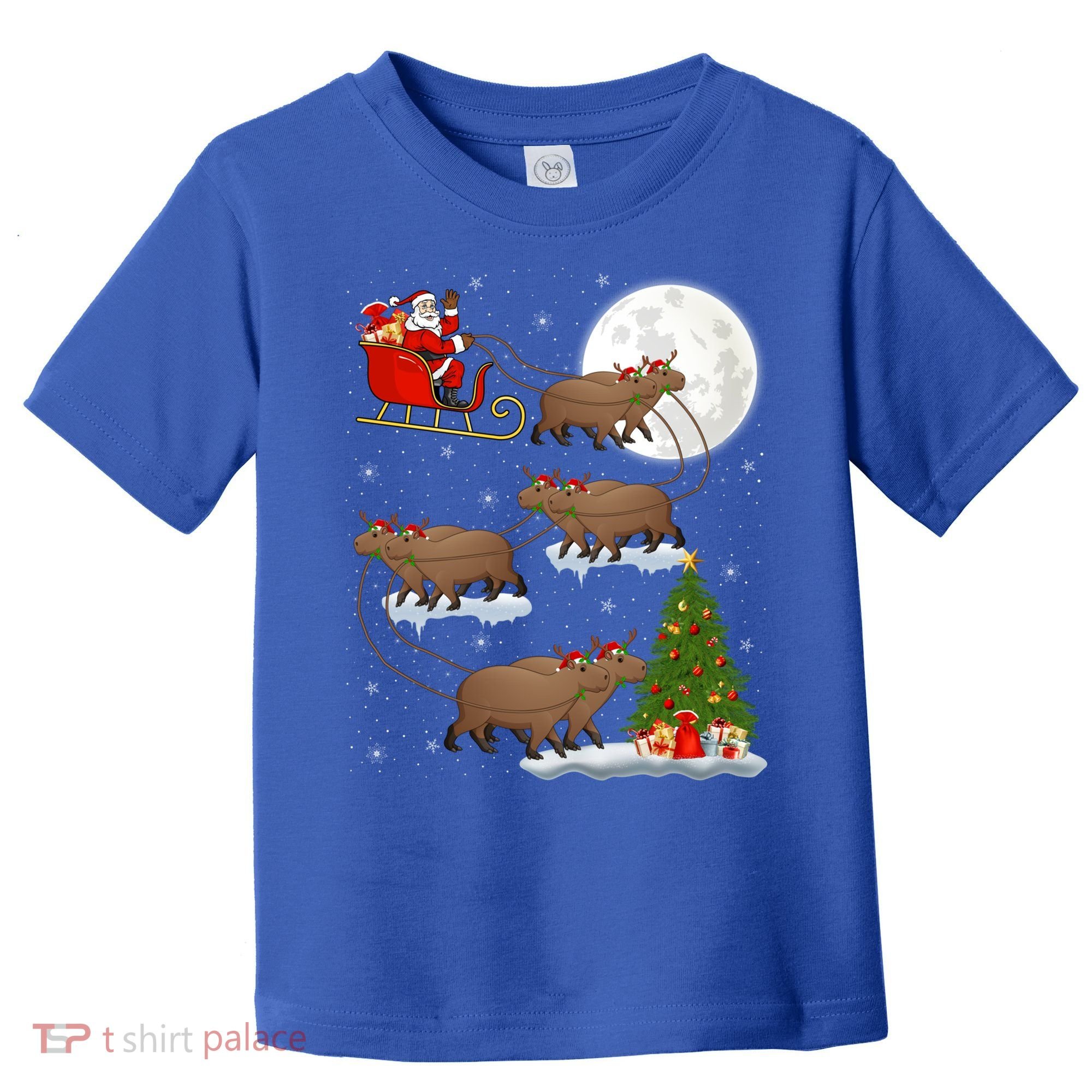 Funny Xmas Lighting Tree Santa Riding Capybara Christmas Gift Toddler T-Shirt