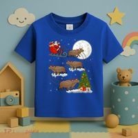 Funny Xmas Lighting Tree Santa Riding Capybara Christmas Gift Toddler T-Shirt thumb 3