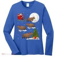 Funny Xmas Lighting Tree Santa Riding Capybara Christmas Gift Women's Long Sleeve Shirt thumb 0