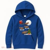 Funny Xmas Lighting Tree Santa Riding Capybara Christmas Gift Kids Hoodie thumb 0