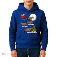 Funny Xmas Lighting Tree Santa Riding Capybara Christmas Gift Kids Hoodie thumb 4