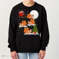 Funny Xmas Lighting Tree Santa Riding Squirrel Christmas Gift Women's Sweatshirt thumb 0