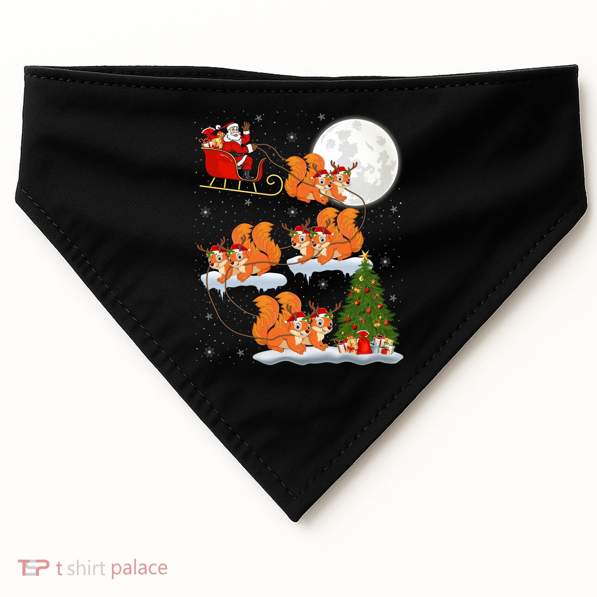 Funny Xmas Lighting Tree Santa Riding Squirrel Christmas Gift USA-Made Doggie Bandana