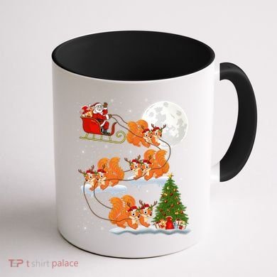 Funny Xmas Lighting Tree Santa Riding Squirrel Christmas Gift Coffee Mug back