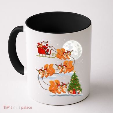 Funny Xmas Lighting Tree Santa Riding Squirrel Christmas Gift Coffee Mug