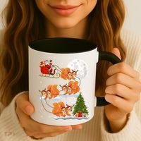Funny Xmas Lighting Tree Santa Riding Squirrel Christmas Gift Coffee Mug thumb 3
