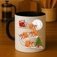 Funny Xmas Lighting Tree Santa Riding Squirrel Christmas Gift Coffee Mug thumb 4