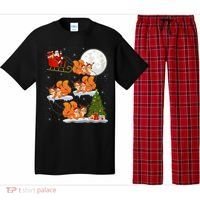 Funny Xmas Lighting Tree Santa Riding Squirrel Christmas Gift Pajama Set thumb 0