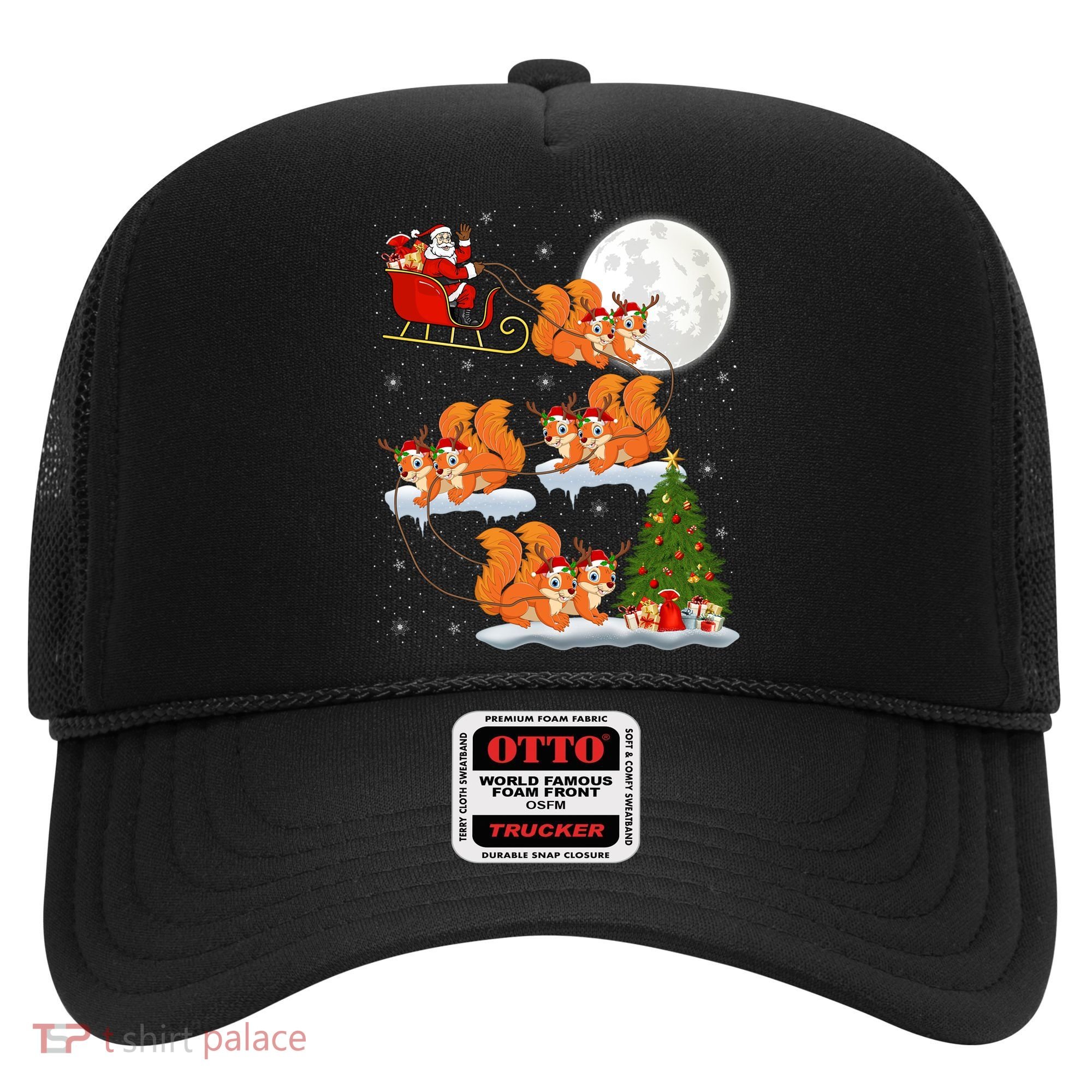 Funny Xmas Lighting Tree Santa Riding Squirrel Christmas Gift Hat