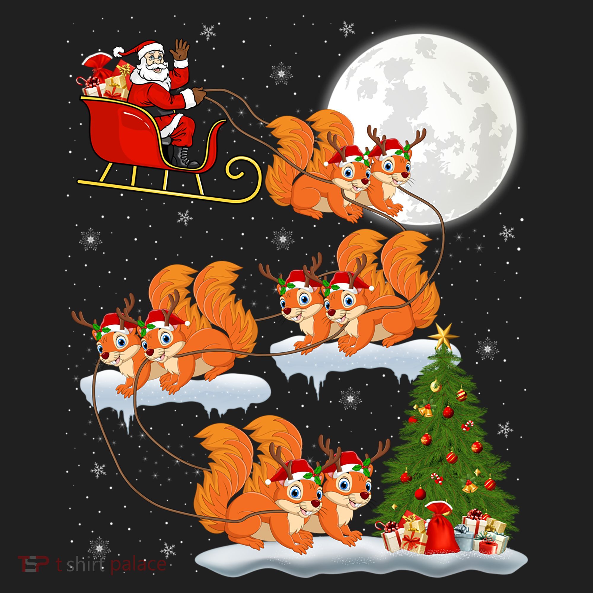 Funny Xmas Lighting Tree Santa Riding Squirrel Christmas Gift Hat