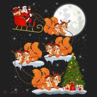 Funny Xmas Lighting Tree Santa Riding Squirrel Christmas Gift Golf Towel thumb 3