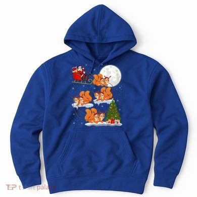 Funny Xmas Lighting Tree Santa Riding Squirrel Christmas Gift Hoodie