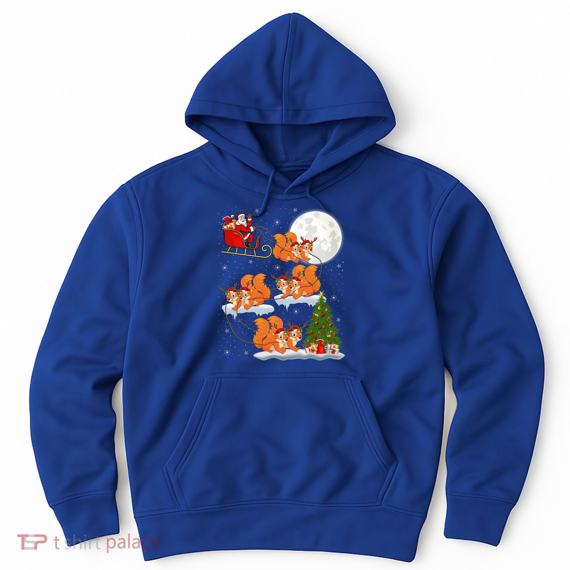 Funny Xmas Lighting Tree Santa Riding Squirrel Christmas Gift Hoodie