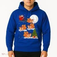 Funny Xmas Lighting Tree Santa Riding Squirrel Christmas Gift Hoodie thumb 2