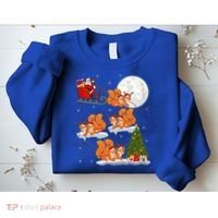 Funny Xmas Lighting Tree Santa Riding Squirrel Christmas Gift Sweatshirt thumb 2