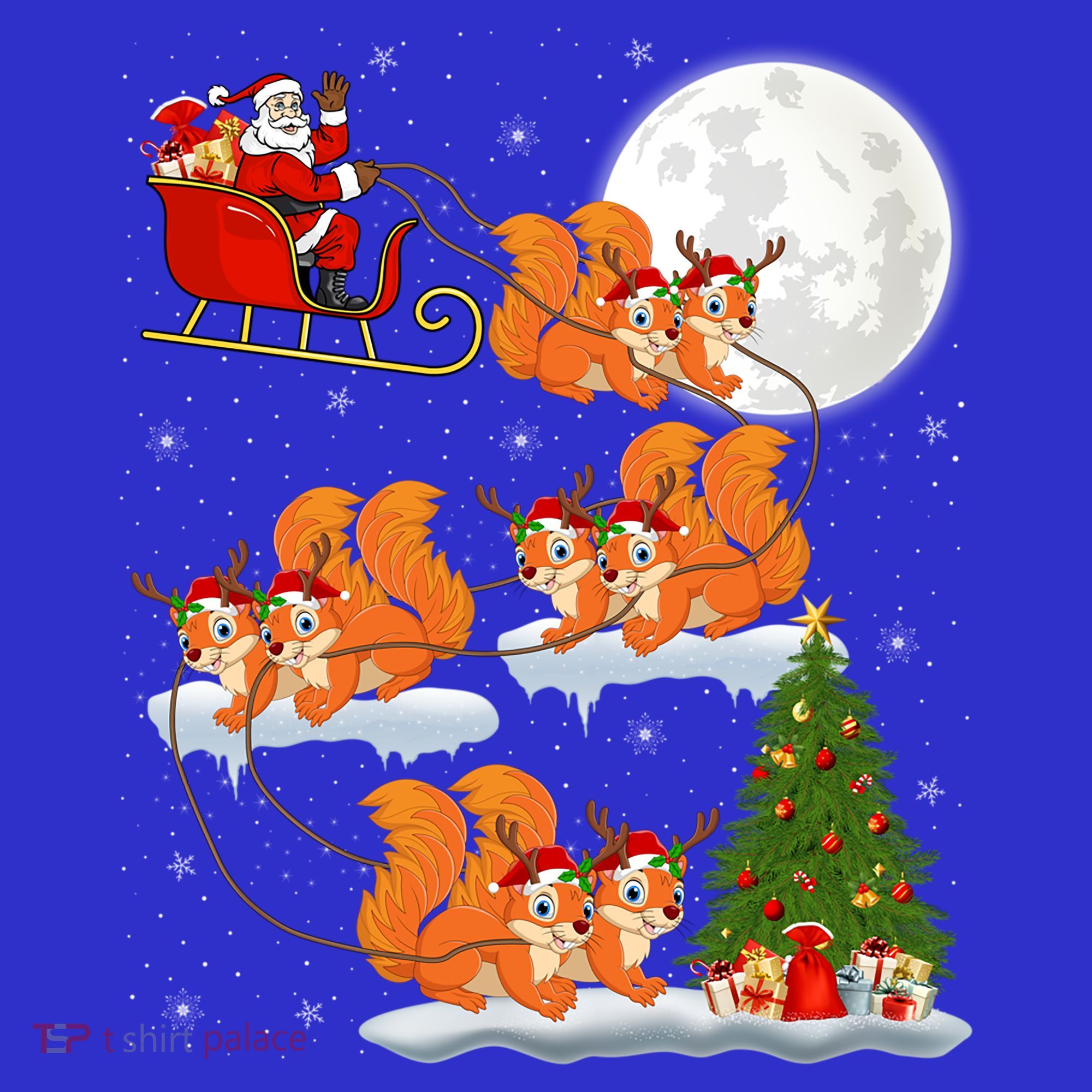 Funny Xmas Lighting Tree Santa Riding Squirrel Christmas Gift Sweatshirt
