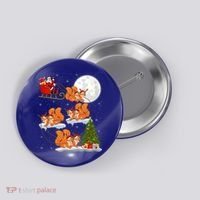 Funny Xmas Lighting Tree Santa Riding Squirrel Christmas Gift Button thumb 0
