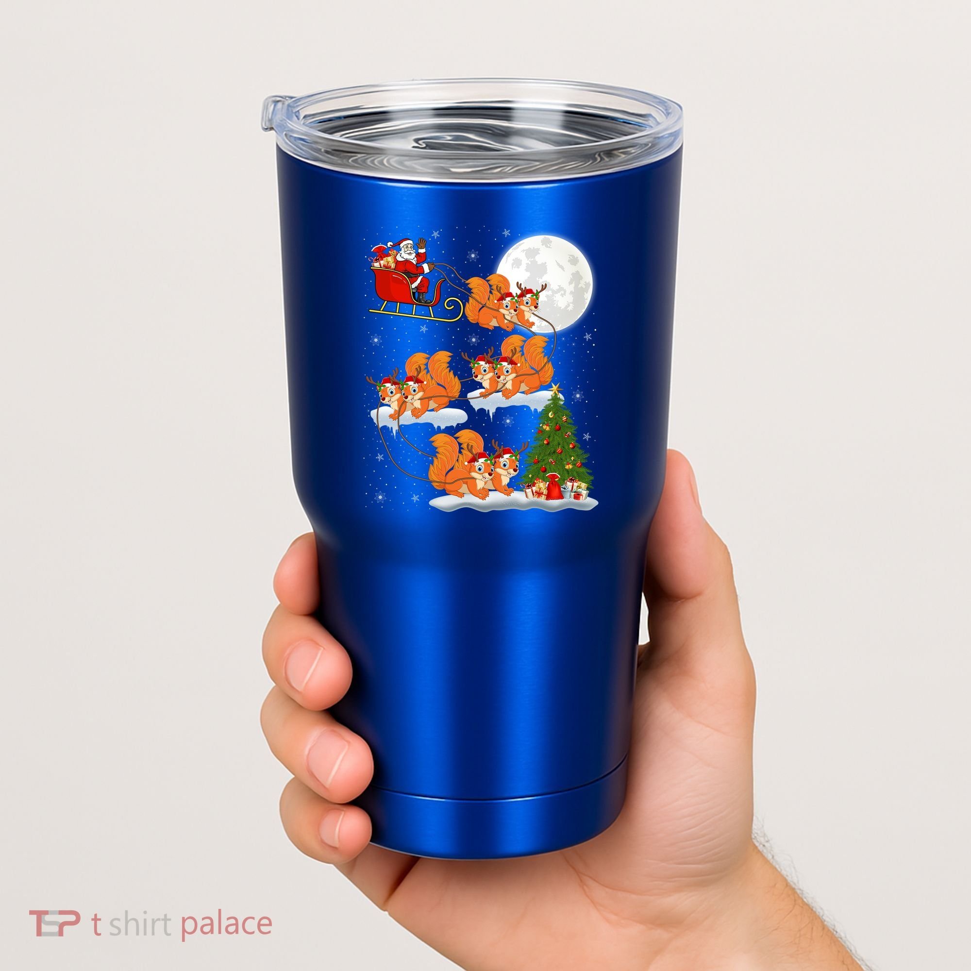 Funny Xmas Lighting Tree Santa Riding Squirrel Christmas Gift Tumbler