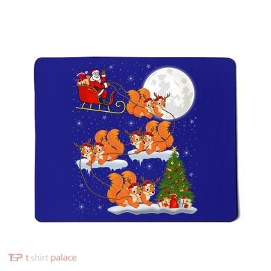 Funny Xmas Lighting Tree Santa Riding Squirrel Christmas Gift Mousepad