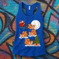 Funny Xmas Lighting Tree Santa Riding Squirrel Christmas Gift Women's Tank Top thumb 3