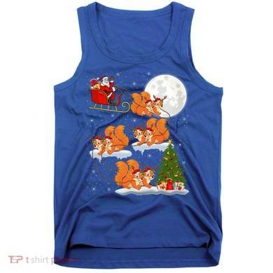 Funny Xmas Lighting Tree Santa Riding Squirrel Christmas Gift Tank Top