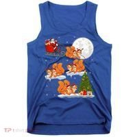 Funny Xmas Lighting Tree Santa Riding Squirrel Christmas Gift Tank Top thumb 0