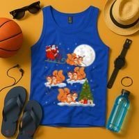 Funny Xmas Lighting Tree Santa Riding Squirrel Christmas Gift Tank Top thumb 4