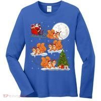 Funny Xmas Lighting Tree Santa Riding Squirrel Christmas Gift Women's Long Sleeve Shirt thumb 0