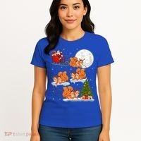 Funny Xmas Lighting Tree Santa Riding Squirrel Christmas Gift Women's T-Shirt thumb 4