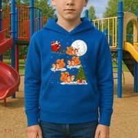 Funny Xmas Lighting Tree Santa Riding Squirrel Christmas Gift Kids Hoodie thumb 2